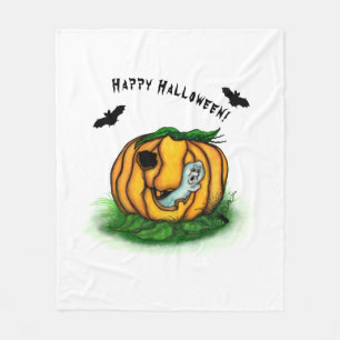 The Ghost of Halloween , Bat , Ghost and Spider Fleece Blanket