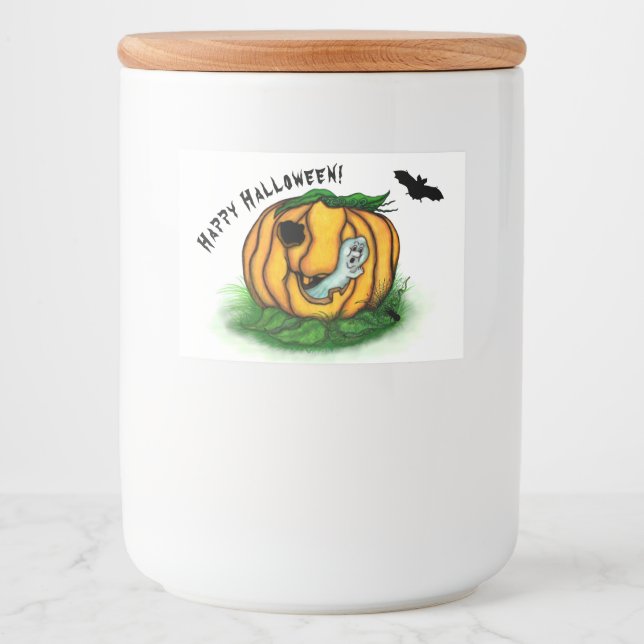 The Ghost of Halloween , Bat , Ghost and Spider Food Label (Front)