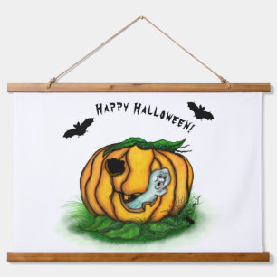 The Ghost of Halloween , Bat , Ghost and Spider Hanging Tapestry