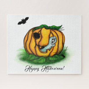 The Ghost of Halloween , Bat , Ghost and Spider Jigsaw Puzzle