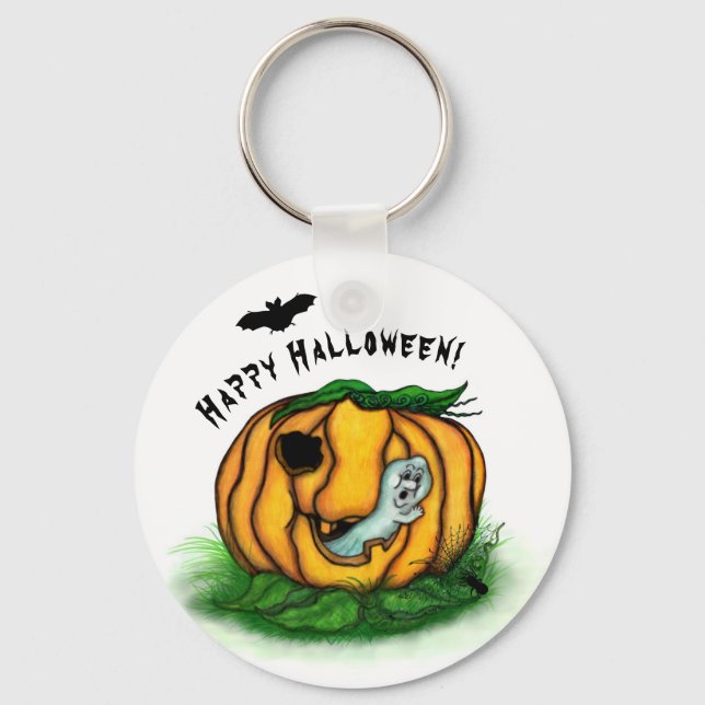The Ghost of Halloween , Bat , Ghost and Spider Key Ring (Front)