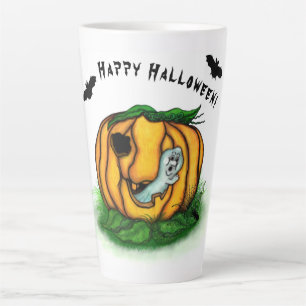 The Ghost of Halloween , Bat , Ghost and Spider Latte Mug
