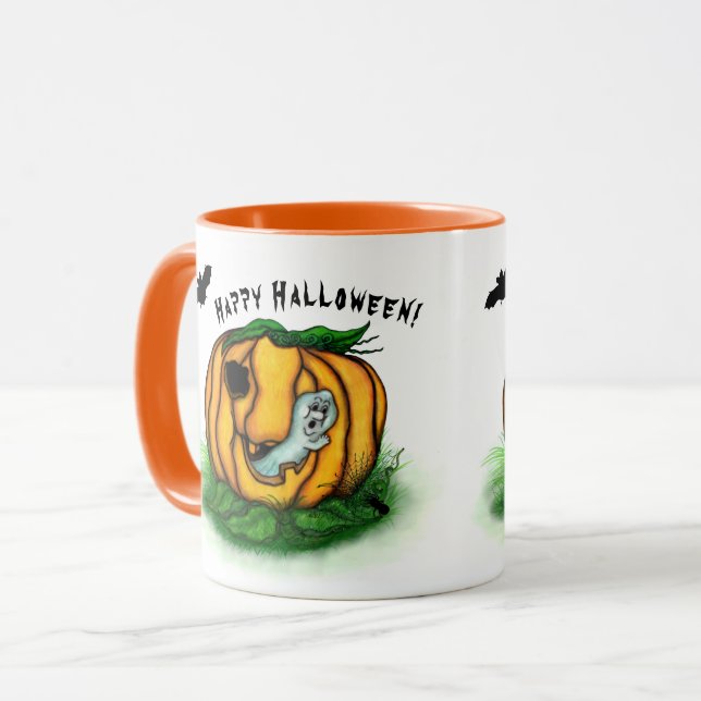 The Ghost of Halloween , Bat , Ghost and Spider Mug (Front Left)