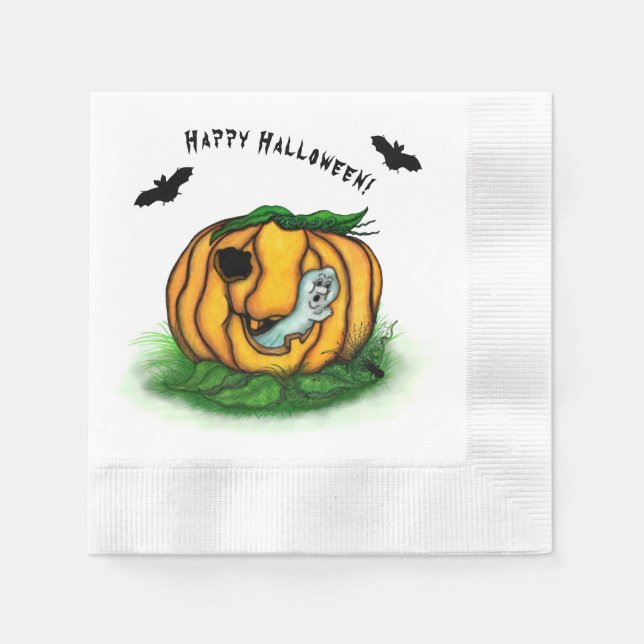 The Ghost of Halloween , Bat , Ghost and Spider Napkin (Front)