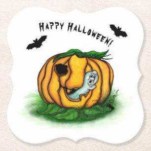 The Ghost of Halloween , Bat , Ghost and Spider Paper Coaster