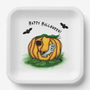 The Ghost of Halloween , Bat , Ghost and Spider Paper Plate