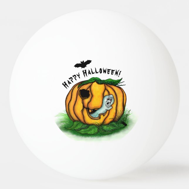 The Ghost of Halloween , Bat , Ghost and Spider Ping Pong Ball (Front)