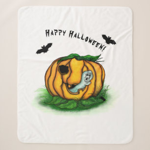 The Ghost of Halloween , Bat , Ghost and Spider Sherpa Blanket
