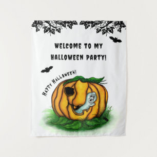 The Ghost of Halloween , Bat , Ghost and Spider Tapestry