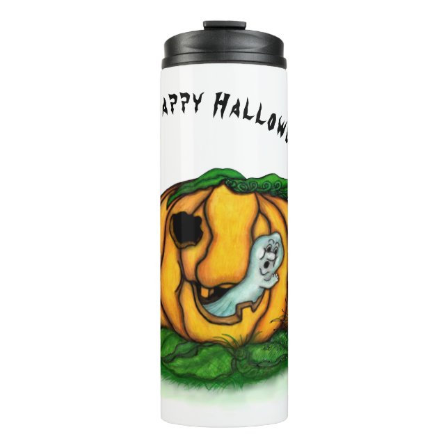 The Ghost of Halloween , Bat , Ghost and Spider Thermal Tumbler (Front)