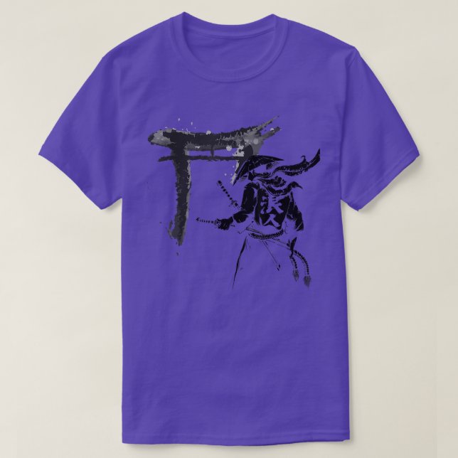 The Ghost Samurai Mask Warrior Samurai Swords Bush T-Shirt (Design Front)