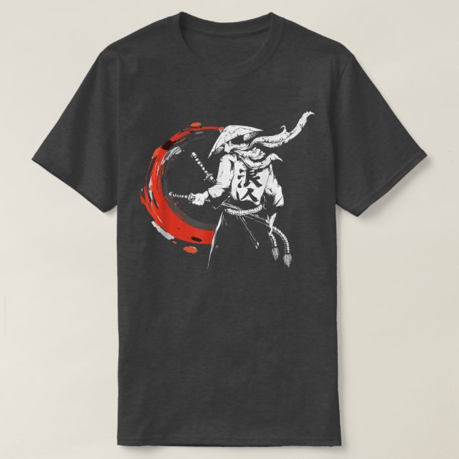 The Ghost Samurai Mask Warrior Samurai Swords Bush T-Shirt (Design Front)