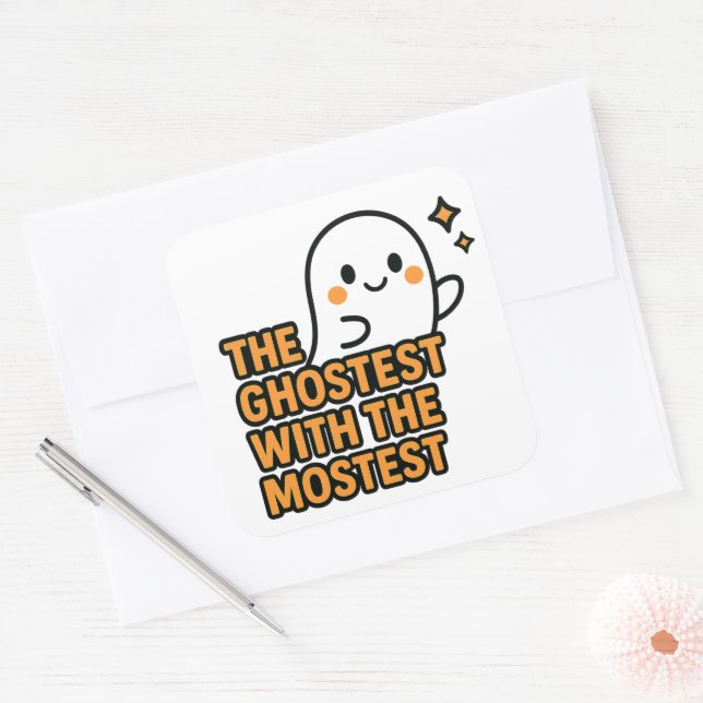 The Ghostest with the Mostest – Square Sticker (Envelope)