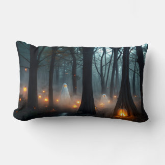 The Ghostly Gathering in the Haunted Forest Lumbar Cushion