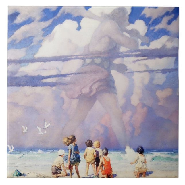 “The Giant” Fairy Art by NC Wyeth Ceramic Tile (Front)