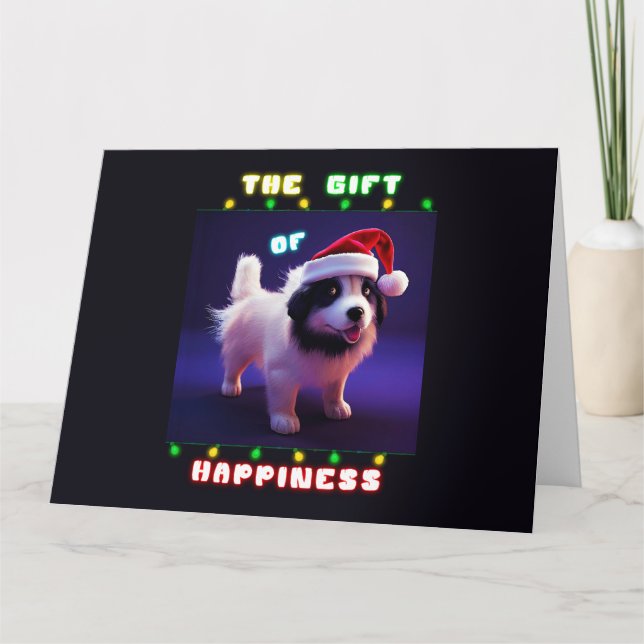 The Gift Of Happiness Puppy 25 December Christmas Thank You Card (Front)