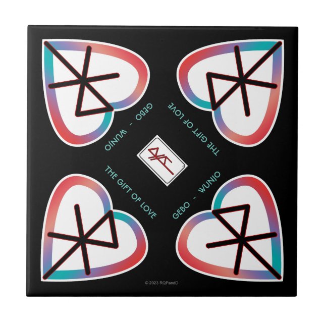 The Gift of Love Bindrune  Ceramic Tile (Front)