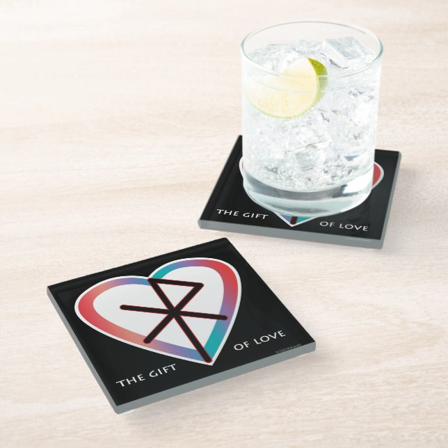 The Gift of Love Bindrune Glass Coaster (Angled)