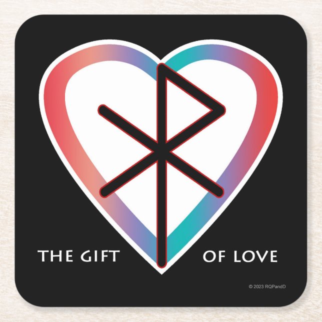 The Gift of Love Bindrune Paper Coaster (Front)