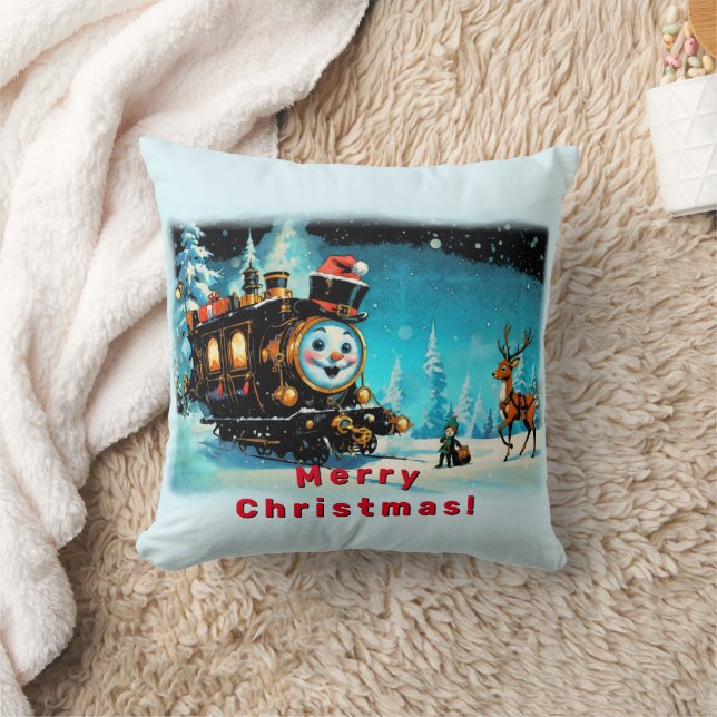 The Gift Train - Christmas Scene Cushion (Blanket)