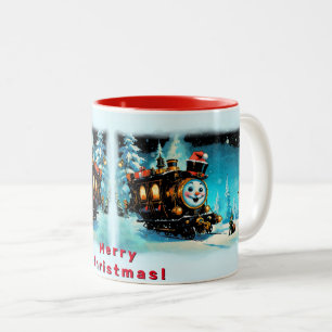 The Gift Train - Christmas Scene Two-Tone Coffee Mug