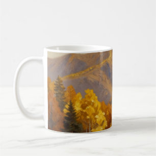 The Gilded Ascent: Golden Aspens Guarding the Sun Coffee Mug