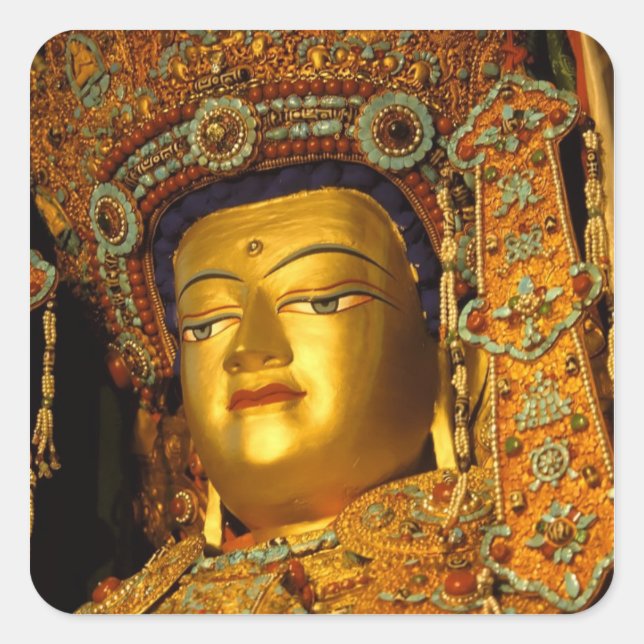 The gilded Jowo Buddha Statue, Jokhang Temple, Square Sticker (Front)