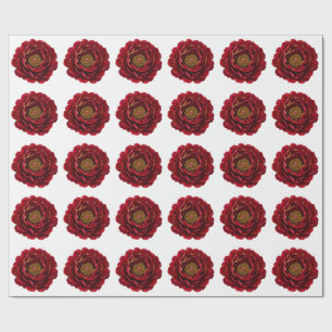 The Gilded Ruby Peony Luxury Red & Gold Botanica Wrapping Paper