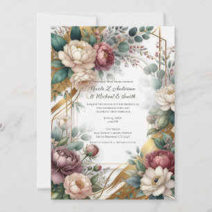 The Gilded Secret Garden Floral Glam Wedding Invitation