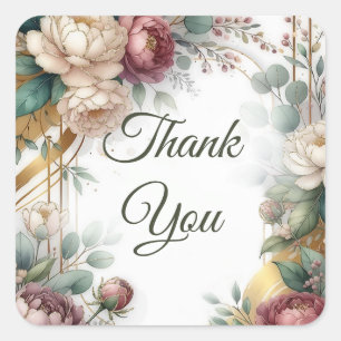 The Gilded Secret Garden Floral Glam Wedding  Square Sticker