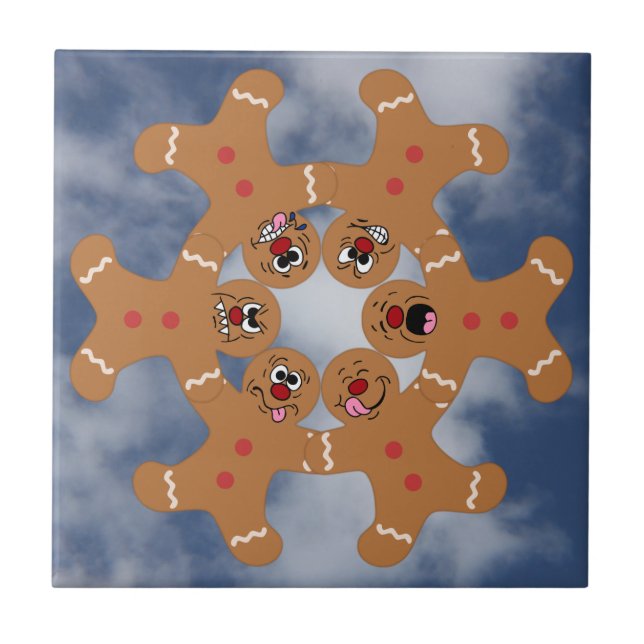 "The Ginger Boys" Gingerbread Skydiving Formation Ceramic Tile (Front)