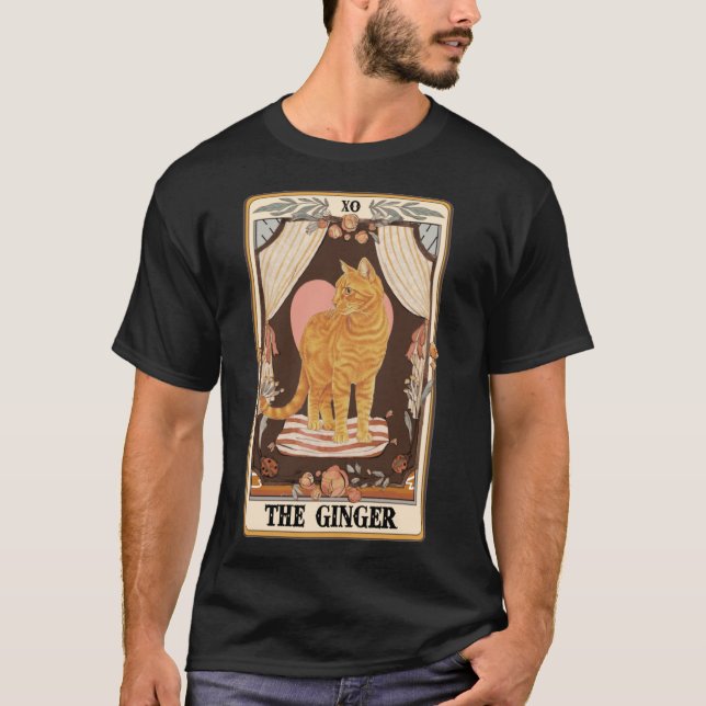The Ginger Tarot Card Ginger Tabby Cat Ginger Cat  T-Shirt (Front)