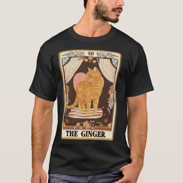 The Ginger Tarot Card Ginger Tabby Cat Ginger Cat  T-Shirt (Front)