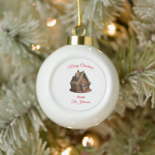 The Gingerbread House Ceramic Ball Christmas Ornament