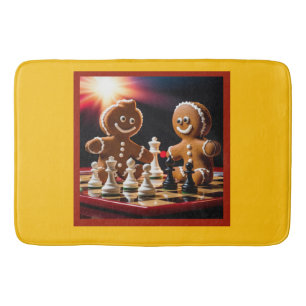 The Gingerbread Man Plays Chess With His Sister Bath Mat