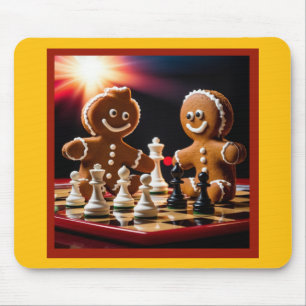 The Gingerbread Man Plays Chess With His Sister Mouse Pad