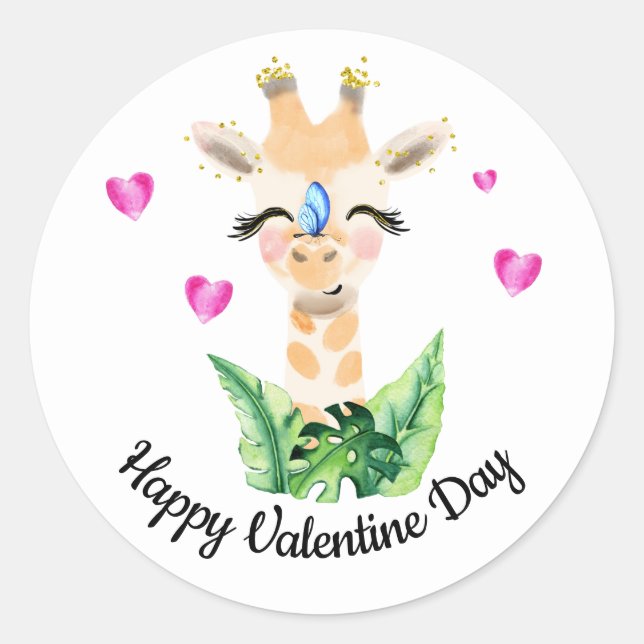 The Giraffe And The Butterfly Valentine Sticker (Front)