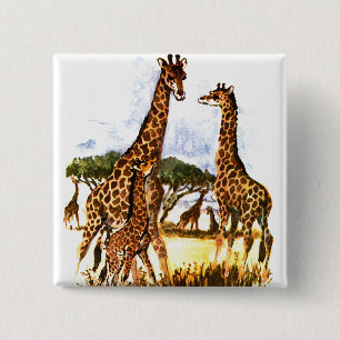 The Giraffe Family - 15 Cm Square Badge