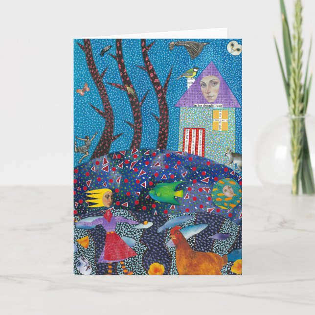 The Girl and her Chicken Greeting Card (Front)