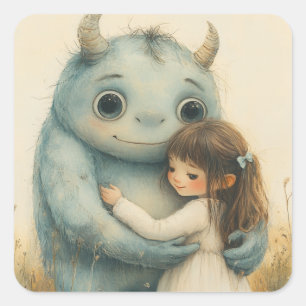 The girl and her monster friend square sticker