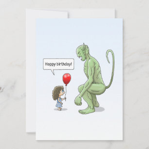 The Girl and The Big Green Goblin Card