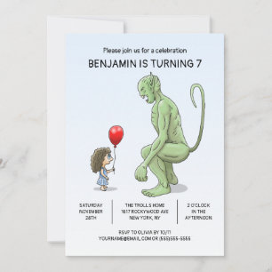 The Girl and Troll Birthday Invitation