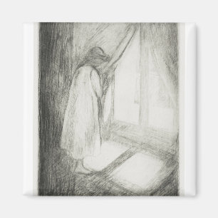 The Girl At The Window 1894 By Edvard Munch Magnet