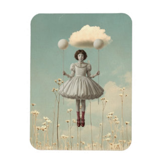 The Girl & Her Cloud | Surreal Storybook Art Magnet