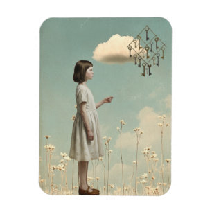The Girl & Her Key Kite Surreal Storybook Magnet