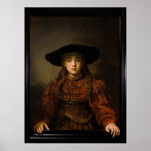 The Girl in a Picture Frame by Rembrandt Poster