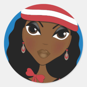 The Girl In The Hat Round Sticker