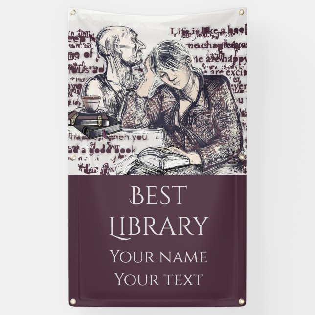 The girl reading a book banner (Vertical)