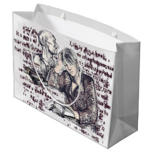 The girl reading a book large gift bag