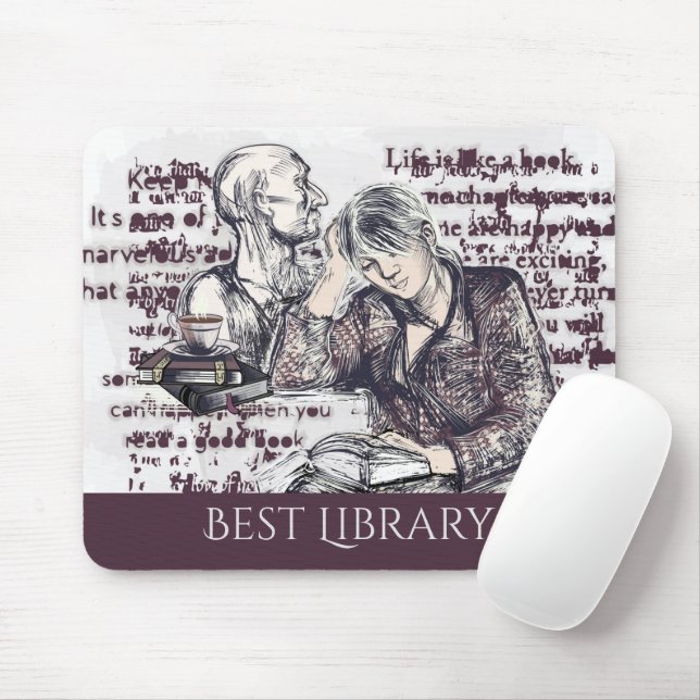 The girl reading a book mouse pad (With Mouse)